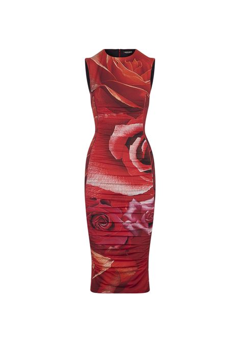 Abito Midi Con Stampa Rose ROBERTO CAVALLI | UKT147-LNN4802000